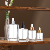 Fuyun 1oz Flacon compte-gouttes en verre transparent 30ml 50ml 100ml Pompe à sérum à paroi épaisse pour le visage Crème Mascara Cosmétique Toner Skincare
