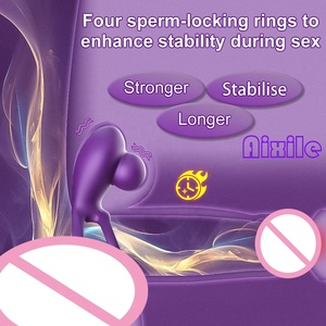 Anello vibrante per pene e testicoli con stimolazione clitoridea, vibratore di coppia per uomo, giocattoli sessuali per adulti con 10 modalità di vibrazione - Product Image 2