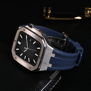 Kit de rénovation de luxe <span class=keywords><strong>AP</strong></span> boîtier en acier inoxydable et bracelet de montre en caoutchouc 45mm 44mm pour Apple Smart Watch Series 6 7 SE Band - Product Image 2