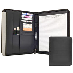Modernqiu Tùy Chỉnh A4 Kích Thước PU Da Kinh Doanh <span class=keywords><strong>Padfolio</strong></span> Chất Lượng Cao Zippered Phỏng Vấn Danh Mục Đầu Tư Da Thư Mục - Product Image 1