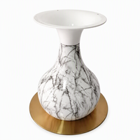 Socle de table de luxe en métal doré, motif marbre, forme vase, base ronde pour salle à manger et table basse