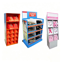Étagère d'exposition en carton pliable et recyclable sur mesure pour chaussettes de bébé, écharpes, cols et t-shirts