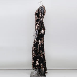 Vestido de fiesta con abertura de lentejuelas y cuello en V sin espalda de lujo Vestidos formales Vestidos de graduación de verano elegantes de noche - Product Image 6