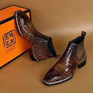 Botas Chelsea de Piel de Cocodrilo 100% Genuinas para Hombre, Botas de Tobillo Hechas a Mano con Suela Goodyear para Negocios, Fiestas y Bodas - Product Image 4