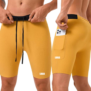 Quick-Dry High-Elasticity 5-Inch <b>Compression</b> <b>Shorts</b> Plus Size <b>Men</b> Casual Bike Gym Training Solid Canvas Drawstring Knitted Mid - Product Image 1