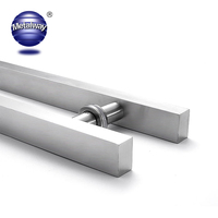 Poignée de porte en verre 2024 en acier inoxydable, tube carré, pour porte en bois, électroplaquée, forme H, grande poignée de levier de porte