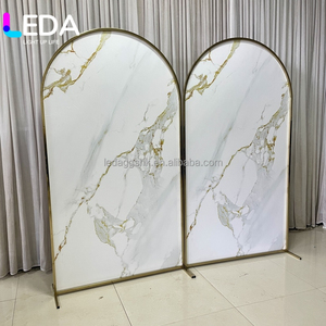 LEDA Stainless Steel <b>Gold</b> Background Frame White panel <b>Gold</b> Arch Backdrop For Wedding Event Party Stage Decor - Product Image 6