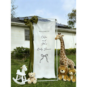 Letrero de Bienvenida para Boda de Tela de Lino Estilo Boho LANJO, Letrero Personalizado con Texto para Ceremonia de Boda, Decoración para Recepción y Despedida de Soltera - Product Image 5