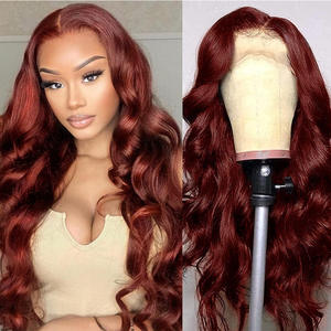 13*4 Фронтальный кружевной парик 33 #   Парик Body Waver из натуральных волос Remy, красно-коричневый, с крупными волнами, полностью ручной работы, разные длины, в наличии - Product Image 2