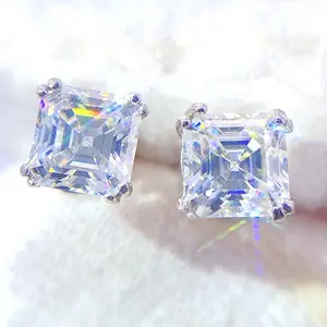Amazon Hotsale 14K 10K Goud 925 Zilver Prinses Gesneden Moissanite Diamant Oorbellen Stud Schroef Terug 1ct 2ct 3ct Fijne Sieraden Vrouwen