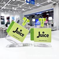 Bouteille de jus carrée style influenceur à motif floral, emballage minimaliste en plastique PET vert, bouchon couronne, couvercle perforé, 500 ml, pour boissons