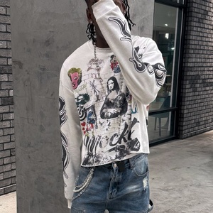 Thermal Waffle Knit Tee Custom Graphic <b>Graffiti</b> Long Sleeve <b>T</b> <b>Shirts</b> for Men Cut and Sew Waffle Knit Long Sleeve - Product Image 2