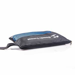 Custom Microfiber Towel <b>Bag</b>- Black Mesh Zippered Pouch with Wrist Strap - Transparent Section, Ideal for Gifts - Product Image 3