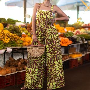 Combinaison à bretelles à imprimé hawaïen de haute qualité Combinaison décontractée ample pour femmes Combinaison personnalisée en rayonne Combinaison une pièce - Product Image 5