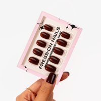 Uñas postizas de color sólido al por mayor, uñas postizas cortas de alta calidad, uñas acrílicas PMMA, etiqueta personalizada, envío directo.