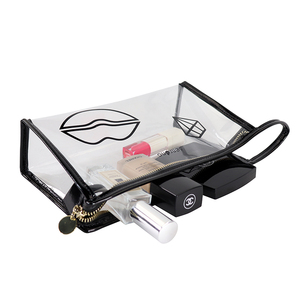 custom Clear PVC <b>Makeup</b> Bag With Lips And Diamond Print Waterproof Cosmetic Case <b>For</b> Travel Toiletry <b>Storage</b> With Zipper - Product Image 2