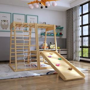 Modern Indoor Playground <b>Set</b> for Kids <b>Wooden</b> Baby Climbing Frame <b>with</b> <b>Slide</b> and <b>Swing</b> for Outdoor Use - Product Image 5