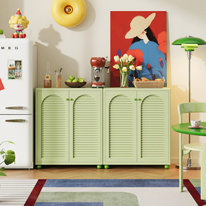 Mueble Buffet Metálico Rosa con Puertas Arqueadas y Rejillas, Estilo Moderno <span class=keywords><strong>Bauhaus</strong></span>, Mueble para el Hogar con Altura Ajustable para Sala de Estar o Comedor - Product Image 5