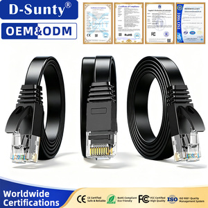 Câble Ethernet plat Cat6 UTP RJ45, cordon de raccordement LAN en PVC noir et blanc, 1m 5m, cuivre pur pour le câblage du routeur, 32AWG - Product Image 4