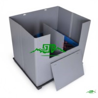Conteneur de stockage en plastique pliable et empilable avec fonction de caisse à palettes pour le transport en entrepôt