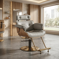 Fauteuil de Barbier de Luxe en Cuir Synthétique, Inclinable, Pivotant à 360 Degrés, Réglable en Hauteur, pour Salon de Coiffure (Vente en Gros)