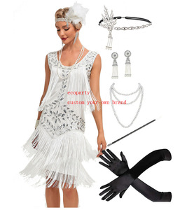 Robes de soirée pour femmes Ecoparty, style années 1920, à franges et paillettes, robe Great <span class=keywords><strong>Gatsby</strong></span> avec accessoires des années 20, costumes des années 20 rugissantes - Product Image 4