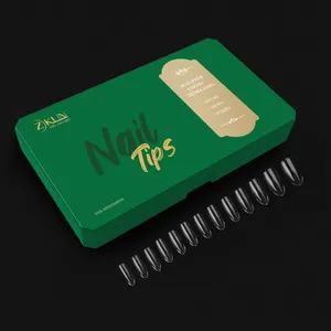 14 tamaños personalizados <span class=keywords><strong>precio</strong></span> al por mayor puntas de uñas acrílico PMMA puntas de uñas de <span class=keywords><strong>Gel</strong></span> suave forma de ataúd manicura cubierta completa puntas de uñas 600 unids/caja - Product Image 1