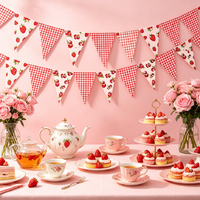 Guirlande triangulaire décorative en papier, motifs fraise, citron, myrtille, pour événements festifs, fêtes, maison, extérieur et toile de fond