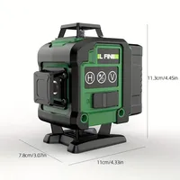 Mini niveau laser vert rotatif à 16 lignes avec affichage numérique, trépied, batterie, design compact et portable