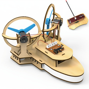 OKYN-Y2159 Kit Científico de Hovercraft RC de Madera DIY, Juguete STEM con Doble Ventilador y Amortiguación de Aire para Niños, Aprendizaje en Casa y Escuela - Product Image 1