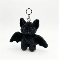 Gantungan Kunci Kelelawar Hitam Mainan Hewan Hutan Custom Liontin Mainan Plush Murah untuk Mesin Cakar