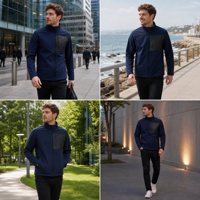 Veste technique robuste bleue pour homme, col montant, fermeture éclair, coupe ajustée, vêtement d'extérieur performant pour l'entraînement et la randonnée, OEM