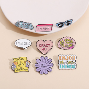 Stock You Are Worthy Esmalte Pins Flor Corazón Gafas Solapa personalizada Insignia Camisa Collar Broches Ropa Mochila Accesorios Jewe - Product Image 1