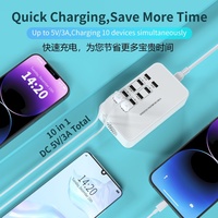 Bloc de chargeur multiple 90W 18A 10 ports, station de charge USB pour iPhone, smartphone Android, tablette, montre connectée, AirPods, Samsung