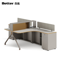 Poste de travail ergonomique moderne en L pour une personne, avec cloison haute, bureau d'angle pour personnel avec armoire de rangement, montage facile