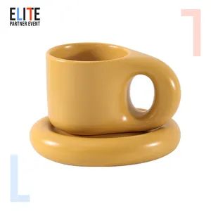 Design Ceramic Nordic Ins Style Pangpang Fat Mug Creative Novelty Cup And Saucer Coffee Mug Ceramic