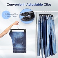 Hosen- und Rockbügel 14 Zoll Schwarz PS-Kunststoff Einreihig mit Rutschfesten Großen Clips 360° Drehbarer Haken für Kleidung Schuhe Huajia