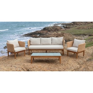 Salon de jardin SANTA MARIA en acacia et polyrotin - Product Image 1
