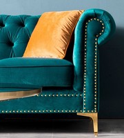 Exclusif de luxe 1-3 places en acier inoxydable velours canapé tufté extensible lumière luxe pour la maison hôtel salon ensemble de meubles