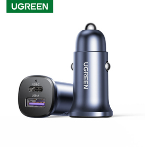 Cargador de Coche Rápido Mini UGREEN de 30W, Adaptador con Doble Interfaz USB A y Salida Tipo C, Cargador de Coche de Marca a Bajo Precio para <span class=keywords><strong>iPhone</strong></span> y <span class=keywords><strong>Samsung</strong></span> - Product Image 1