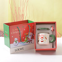 Mug en céramique de Noël avec couvercle, couleur et logo personnalisés, 380 ml/430 ml, tasse cadeau créative réutilisable pour femmes et couples
