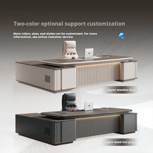 모던 라이트 럭셔리 보스 오피스 데스크 및 의자 조합, 세련된 이그제큐티브 데스크, 빌라용 목재 사무용 가구 - Product Image 2