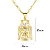 Collier Hip-hop Européen-Américain Bryant 24 24 Pendentifs en acier inoxydable plaqué or, motif bambou, accessoire sportif tendance, en stock