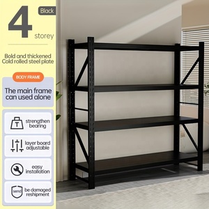 Nuevo Estante de Almacenamiento Industrial de Acero de Alta Resistencia de 4 Niveles, Ajustable, de Metal Negro con Protección Contra la Corrosión para Almacenes - Product Image 5