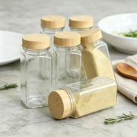 Bocaux en verre pour épices avec couvercle en bambou 120 ml – Portables et étanches, design moderne