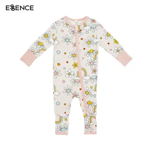 Macacão infantil, conjunto de roupas para bebês com pés de algodão personalizado, pijamas de bambu orgânico, viscose