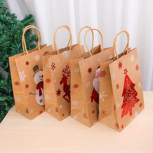 KM Oem Precio razonable Respetuoso con el medio ambiente Clásico Papá Noel Navidad Mini Bolsas de regalo de papel Kraft - Product Image 3