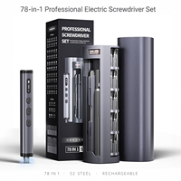 Tournevis électrique de précision 78-en-1 rechargeable, nouveau boîtier de rangement rotatif en tube carré pour centre de réparation, vente en gros OEM