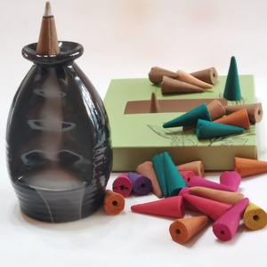 Natural Wood Topflow <b>Backflow</b> <b>Incense</b> Colorful <b>Cone</b> for Essential Oils & Aromatherapy Home Decorate Scented <b>Incense</b> <b>Cone</b> - Product Image 1