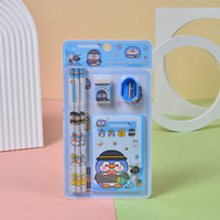 Ensemble de papeterie pour enfants de 6 pièces, kit de crayons sur le thème des dessins animés, rentrée scolaire, pour les élèves du primaire, fabriqué en Chine, vente en gros